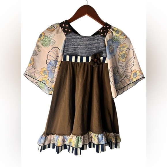 Twirls and Twigs Other - Twirls & Twigs 3/4 Length Sleeve Unique Patchwork Designer Dress Size 5 (Girls)